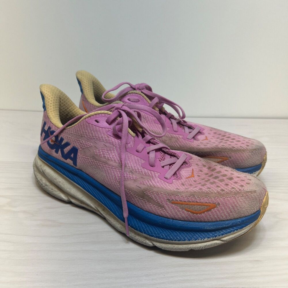 Hoka One One Clifton 9 Running Shoes Women’s US 11B Pink Blue
